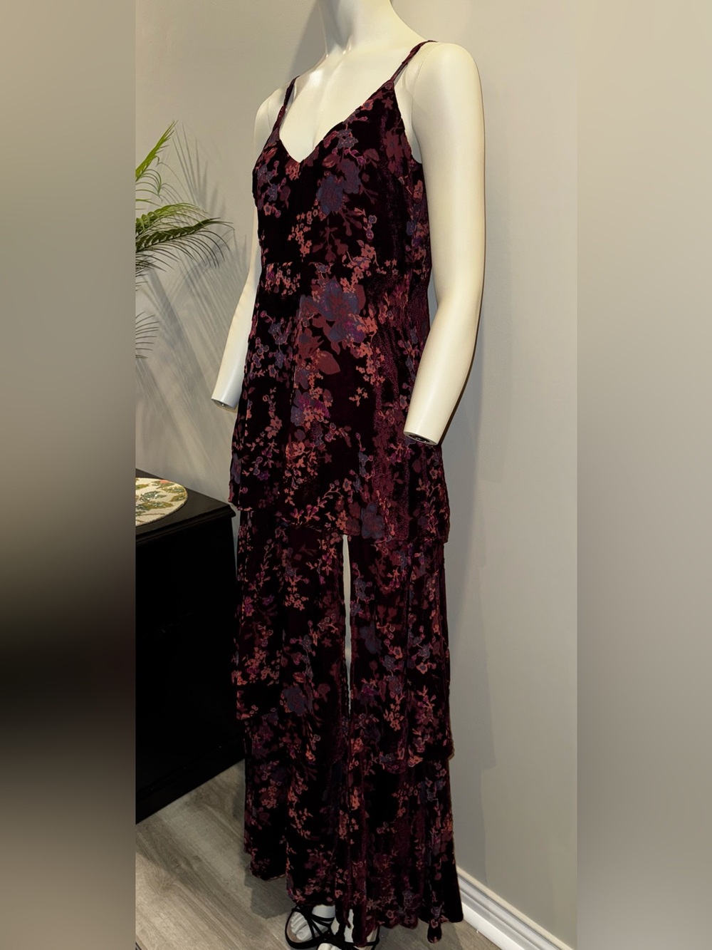 Lulus I Love You Amore Plum Purple Floral Velvet Tiered Maxi Dress - Picture 2 of 8